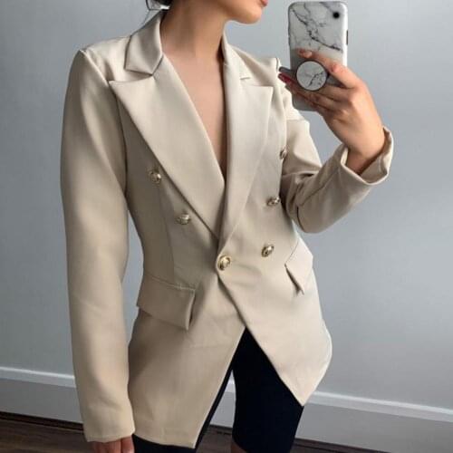 Hot Sale 2021 New Womens Jacket Fall And Winter Suit Collar Long Sleeve Cardigan Blazer Solid Color Lady Fashion Casual Suits
