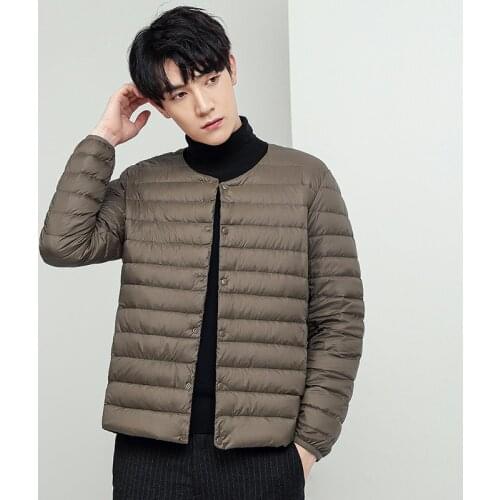 Winter Seamless Down Vest Men Ultra Light 90% White Duck Down Thermal Jackets Standing Collar Variable Long Sleeve Warm Vest