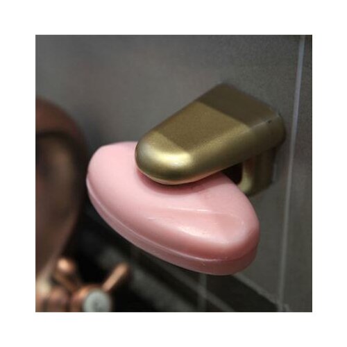 Golden Bathroom Accessories Wall Mounted Storage Rack Wooden Soap Dish with Sticker Soap Shelves Magnetic Soap Holders