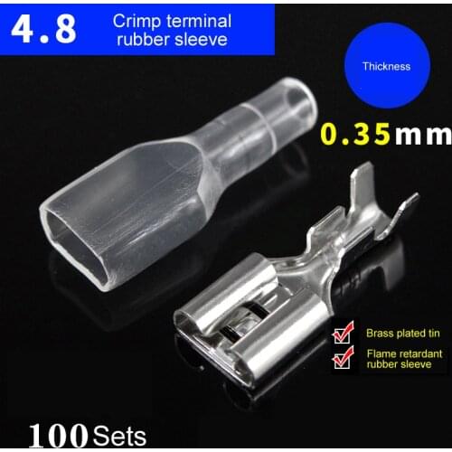 4.8 Crimp terminal and rubber sleeve copper connector insert type cold pressure junction 100 sets