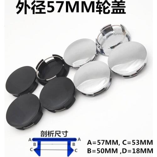 4pieces 57mm car blank wheel center caps PVC/ABS quality Silver/Black colors universal for Japanese cars Maz** DIY decoration