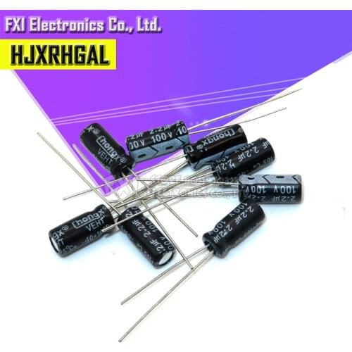 50PCS 100V2.2UF 5*11mm 2.2UF 100V 5*11 Electrolytic capacitor New original