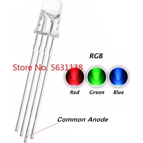 50PCS 5MM RGB Tricolor LED Common Anode DIP-4 Water Clear 4 Pins Controlable LED Lamp Light Beads 100w led chip reflector ledS