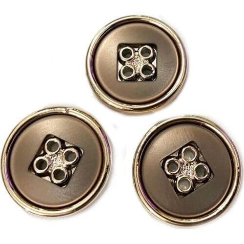 6pcs 21.5mm Rose Gold And Coffee Plating Round Button Suit Diy Clothing Accessories Antique Ornament Vintage Retro Decorative