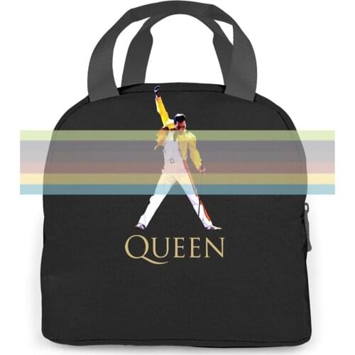Queens Freddie Mercury Live on Concert Black 3D Hot Cheap Male women men Portable insulated lunch bag adult student
