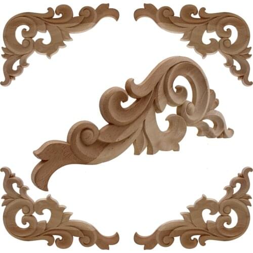 RUNBAZEF Wood Appliques Woodcarving Decal Carved Furniture Vintage Home Decor Decoration Maison Accessories Figurines Miniatures
