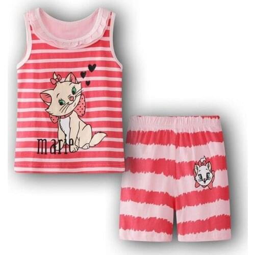 2021 Children Pajamas Clothing Set Boys Girls Cartoon cat Sleepwear Suit Short Sleeved Pyjamas Kids Summer Baby Pijamas Clothes
