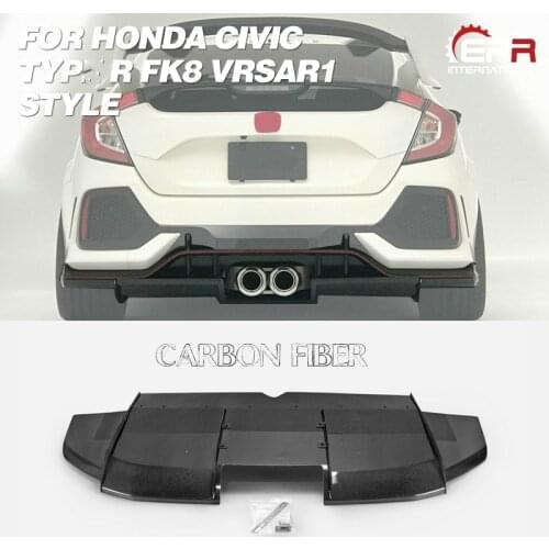 For Civic Typ-R FK8 2017+ VRSAR1 Style Carbon Fiber Rear Diffuser Spoilers Splitter Kit (Half Under Side Overlay By Raw Carbon)