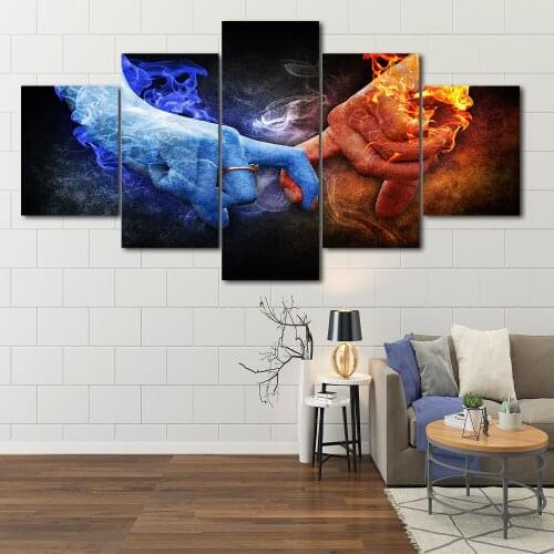 Two-finger interlocking 5 panel HD printing canvas painting bedroom printing for modern living room home wall art decoration