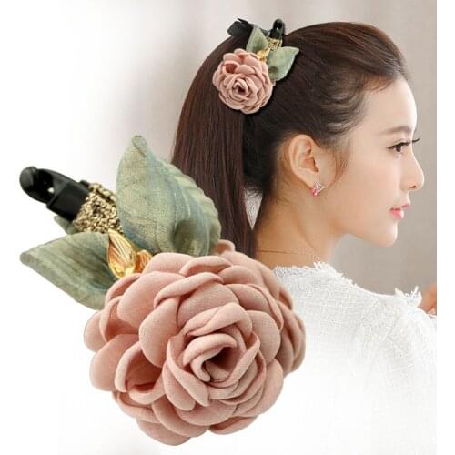 Elegant Adult Yarn Cloth Head Flower Hair Pin Accessories Twist Banana Clip Hairpin Ponytail Holder Girls Women Luxury Jewelry