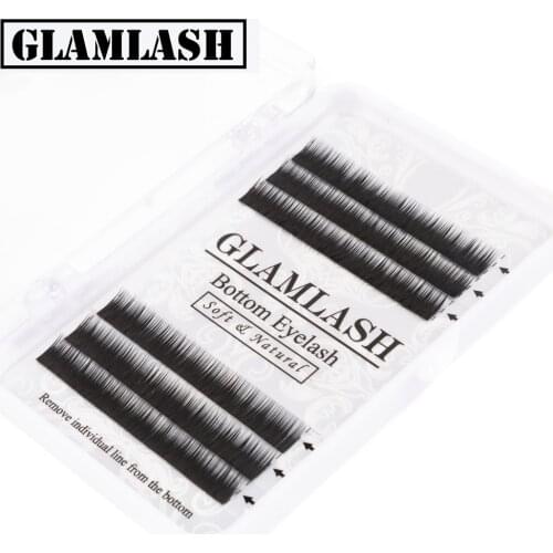 GLAMLASH J Crul 0.10 Thickness Bottom Eyelashes Eyebrow Extension Black Color Soft Individual Mink Lashes Extension make up