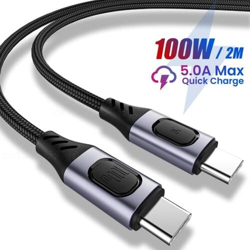 100W USB Type C To USB C Cable PD 5A Fast Charger Data Cable For MacBook Pro Samsung S20 Huawei USB C Quick Charging Cable