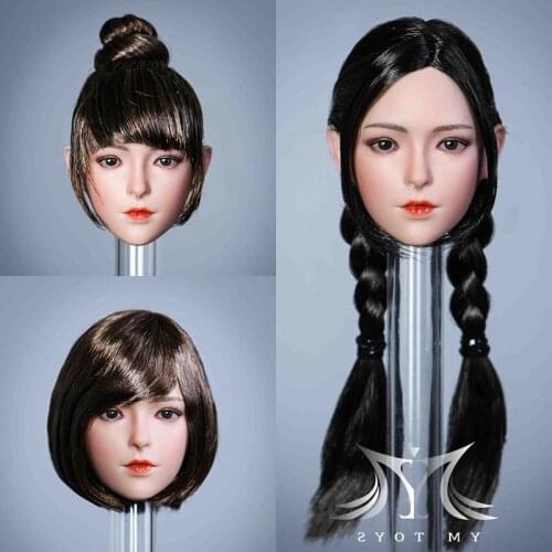 1/6 YMTOYS YMT048 Female Soldier Asian Beauty Planted Hair Girl Head Sculpt Fit 12'' Action Figure Body