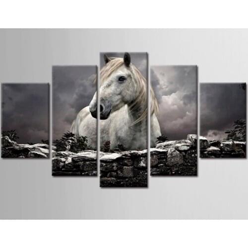 Wall Pictures For Living Room 5 Rectangle Horse Free Shipping Home Decor Wall Art of Painting Canvas Digital Picture