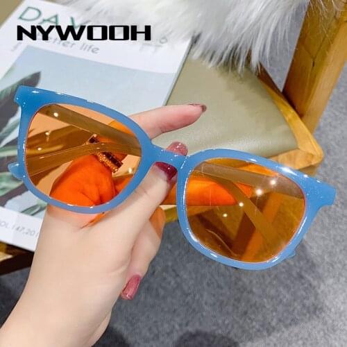 NYWOOH Fashion Square Sunglasses Women Men Candy Colorful Clear Sun Glasses Female Shades Vintage Travel Eyewear UV400