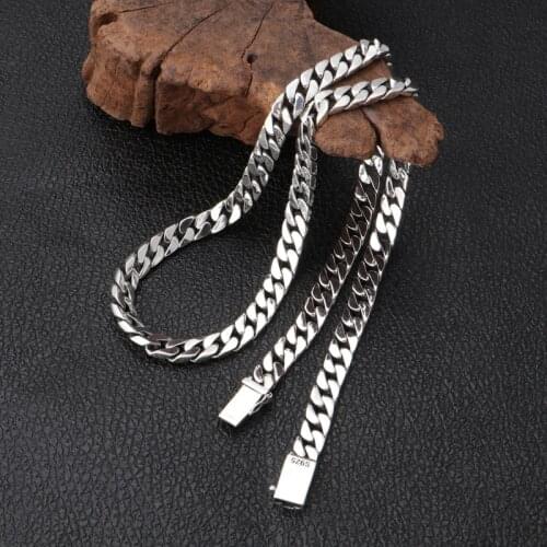 Wholesale S925 Sterling Silver Jewelry Korean Version Vintage Thai Silver 8mm Thick Men And Women Necklace