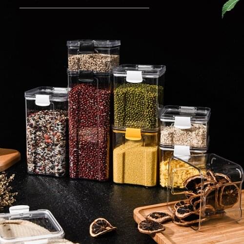 460-1800ml Different Capacity Plastic Sealed Cans Kitchen Storage Box Transparent Food Canister Keep Fresh New Clear Container
