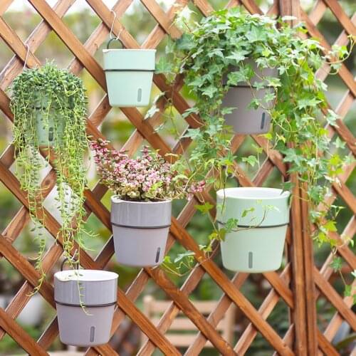 Hanging Pot Metal Wall Hook Gardening Supplies Self Watering Plastic Wicking Pots