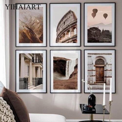 Scandinavian Style Poster Rome Retro Architecture Landscape Painting Canvas Print Nordic Decoration Wall Picture Home Room Decor