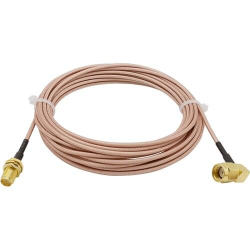 RP SMA Female Bulkhead to RP SMA Male Right Angle Assembly Pigtail Extension RG316 Copper Conductor for Wireless Antenna 1-15M