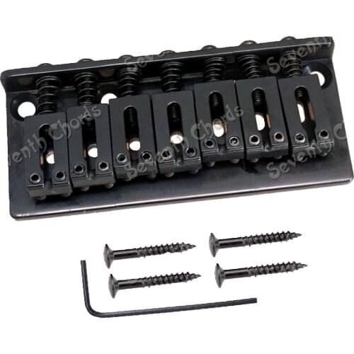 A Set 7 string Saddle Bridge for Guitar / Strings through body - Black