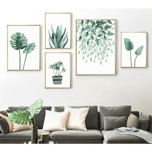 Nordic Minimalist Monstera Art Canvas Painting Prints multicolor Green Plant Leaf Posters Wall For Living Room Home Decor