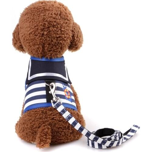 Dog Collar Harness Leash Creative Navy Suit Style Chest Strap Secure Traction Rope for Small Medium Dogs Cats Adjustable