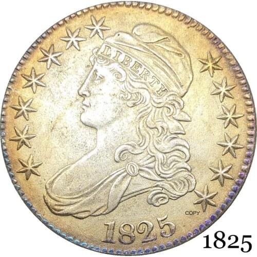 United States Of America Liberty Eagle 1825 50 Cents ½ Dollar Capped Bust Half Dollar Cupronickel Silver Plated Copy Coin