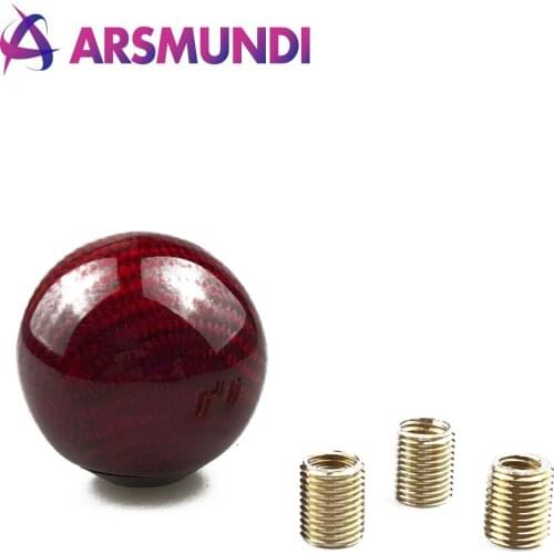 Wine red Carbon Fiber Car Gear Shift Knob Shifter Lever Round Ball Shape