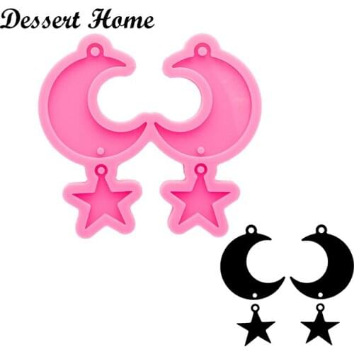 DY0924 Bright Moon stars Earrings molds , Silicone Dangle Earring Mold , Epoxy Resin Mould , Supplies for Jewelry