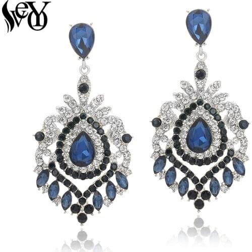 VEYO Luxury Full Rhinestone Crystal Drop Earrings for Women Vintage Dangle Earrings Fashion Jewelry New Gift