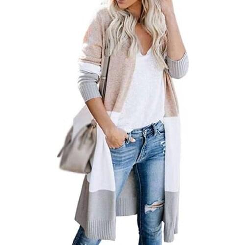 Striped Color Block Draped Knitted Casual Women Cardigan 2021 Spring Vintage Girly Daily Soft Top
