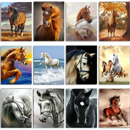 Zooya Full Drill Square Diamond 5D Diy Diamond Painting Snow Two Horse Diamond Embroidery Cross Stitch Rhinestone Handmake Jq457