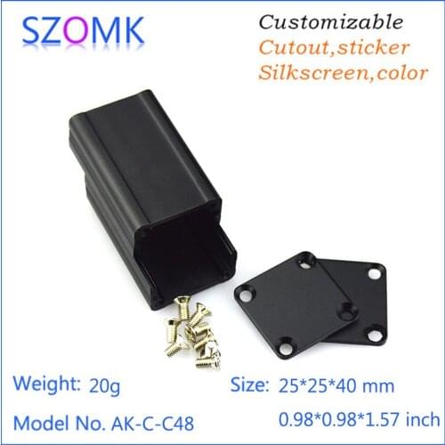 1 pc, 25*25*40mm szomk small aluminum project box split type amplifier enclosure black diy box electrical outlet enclosure