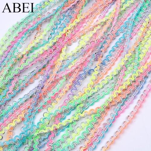 10Yards/lot Rainbow Color Thin 5mm Lace Ribbon Diy Handmade Material Wedding Party Dress Decoration lace Trims Garment Accessory