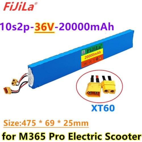 10S2P 36V 20000mAh Built-in 15A BMS 37V 42V 18650 Lithium Ion Battery Pack for M365 Pro Electric Scooter Extended Batteries