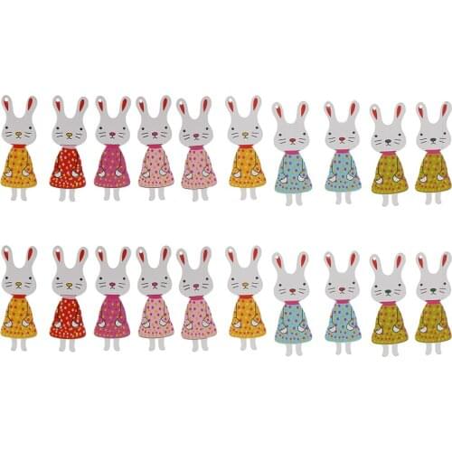 20x Rabbit Shape Wood Buttons Sewing Embellishment for Kids Cardmaking Craft