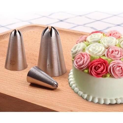 3pcs #1B#2D#35 Rose Flower Cream Piping Nozzles Pastry Tips Fondant Cake Decorating Tip Cupcake Pastry Nozzles