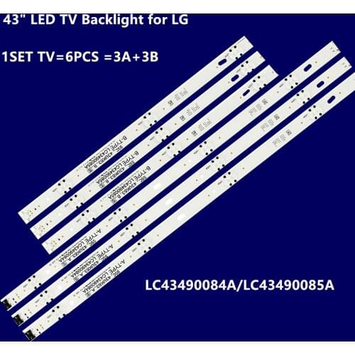 New 6 PCS LED backlight strip for LG 43UJ6300 43UK6300PUE LC43490087A LC43490088A LC43490077A LC43490078A SSC_43UJ63_A