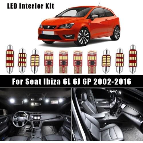 White Canbus Error Free Car LED Lamp Interior Reading Dome Map Roof Light Bulbs Kit for Seat for Ibiza 6L 6J 6P 2002-2016
