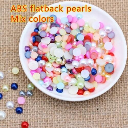 2-10mm mix color half Round Flat Back Imitation pearls craft Nail beads Scrapbook rhinetones Cards Embellishments DIY Decoration