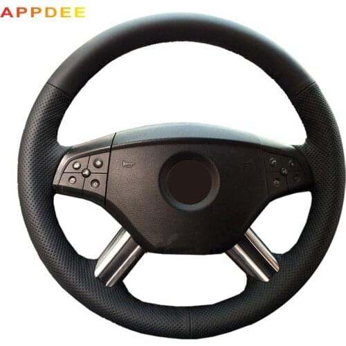 Handsewing Black Artificial Leather Steering Wheel Covers for Mercedes-Benz W164 M-Class ML350 ML500 2005 2006 X164 GL-Class GL