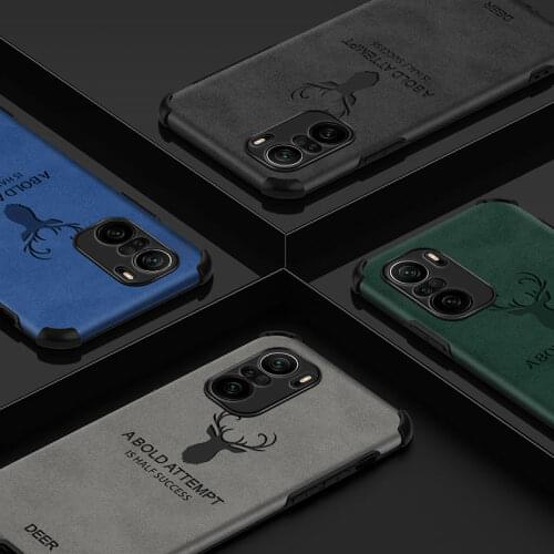 For Xiaomi POCO F3 Case Soft Silicone+Leather PU Deer shockproof Skin Back Cover Case for xiaomi Redmi K40 Pro phone shell