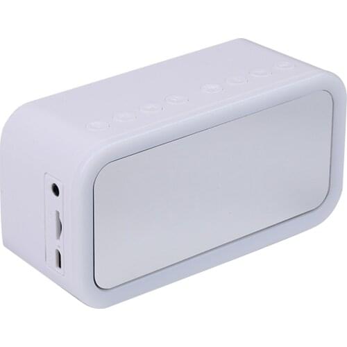 Mirror Surface HIFI Digital Display Dual Alarm Clock FM Radio Gift Bedside Wireless Bluetooth 5.0 Speaker USB Rechargeable