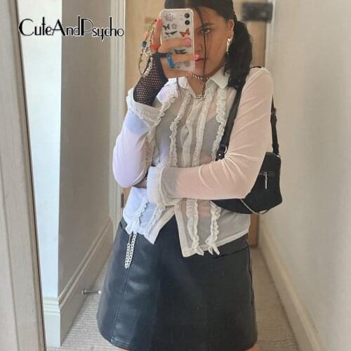 Cuteandpsycho Women's Ruffle Shirts