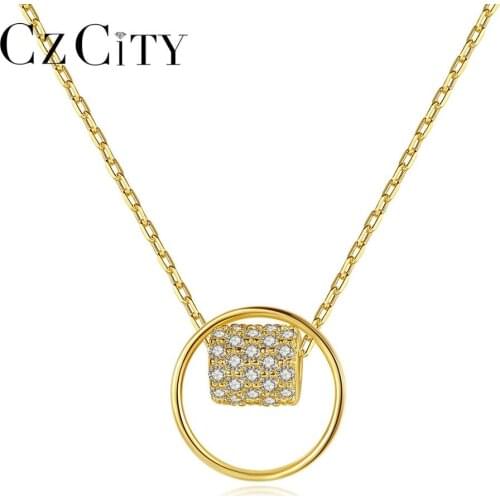 CZCITY Lucky Bead Insert CZ Stone Pendant Necklaces Simple Pendant for Women 925 Sterling Silver Fine Jewelry Gift SN-453