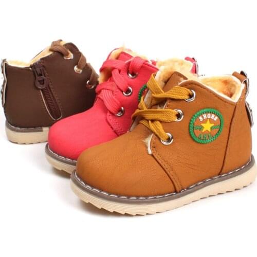 Children Boots Childrens Shoes Mother & Kids boys girls PU leather shoes cheap whole sale hot new flat snow boots lace-up 2016