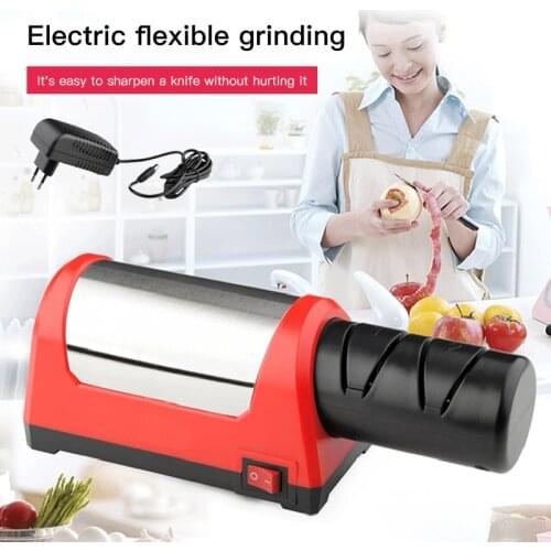 Electric Diamond Sharpening Stone EU Plug Two Stages Diamond Kitchen Knife 2 Slot Steel Ceramic Home Knife Sharpener Supplies