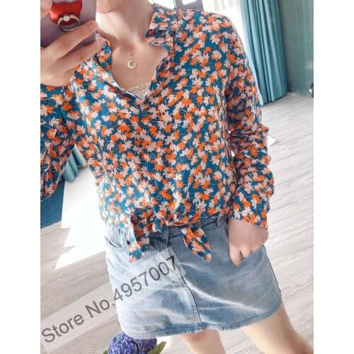 Elfbop Store 2022 Newest Women High-end Silk Floral Printing Blouse Shirt Top