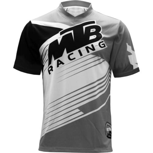 MTB motocross bmx racing jersey downhill dh short sleeve cycling clothes mx summer Black and white t-shirt